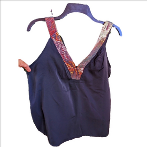 Black Sleeveless Top Large Gold Detail